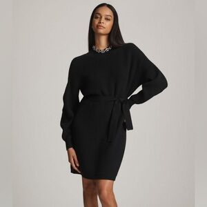 NWT! Anthropologie Maeve Long-Sleeve Mock-Neck Tie-Waist Mini Dress 🪞